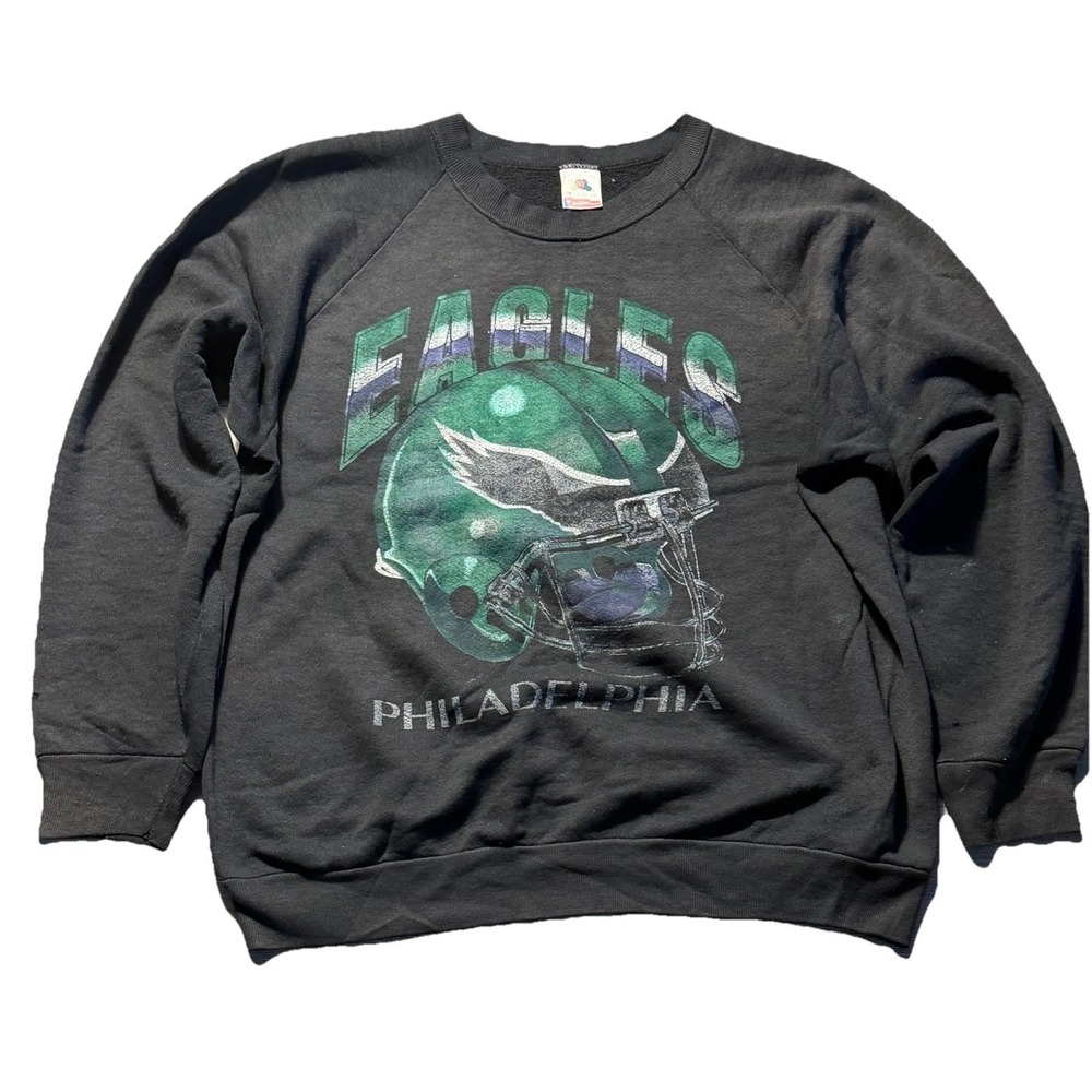 Vintage 90s Philadelphia Eagles Crewneck Sweatshirt USA Logo Athletic L NFL Fade